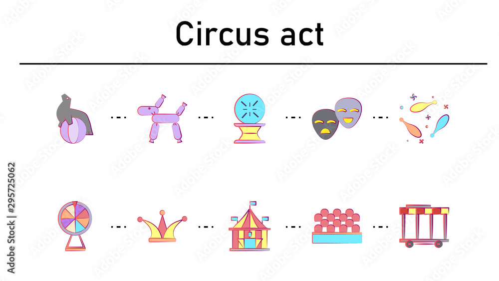Circus simple concept flat icons set Circus simple concept flat icons set