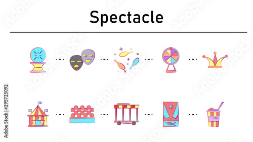 Spectacle simple concept flat icons set