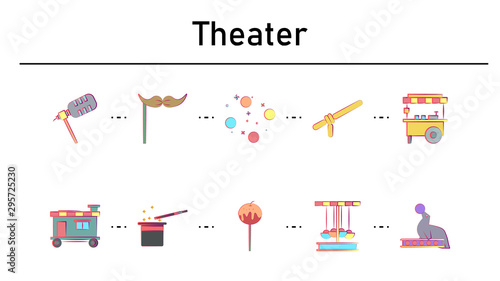 Theater simple concept flat icons set