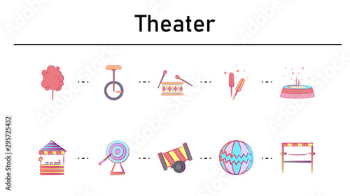 Theater simple concept flat icons set
