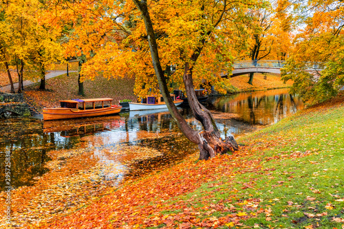 Autumn in central public park of Riga - capital and largest city of Latvia, a...