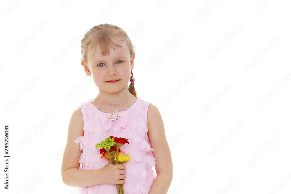 Little girl posing in the studio. Close-up. Little girl posing in the studio. Close-up.