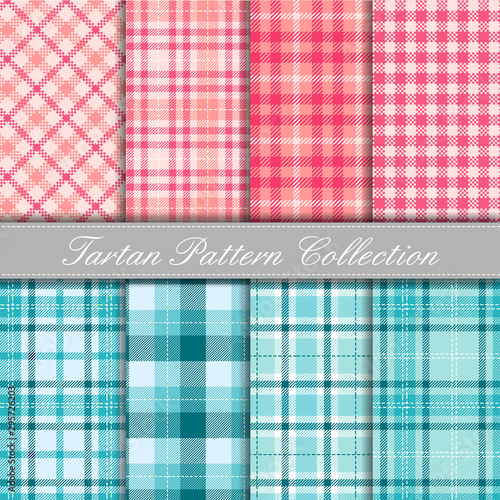 Pink and turquoise collection of baby tartan patterns
