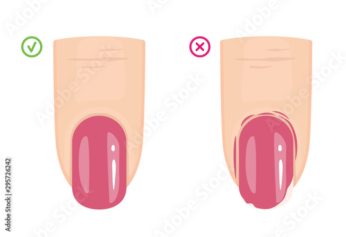 Manicure Mistakes. How to Remove Nail Polish from Around the Nails. Manicure Guide. Vector illustration