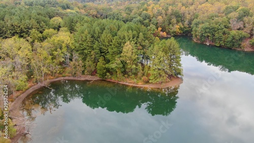Fototapeta Naklejka Na Ścianę i Meble -  Aerial Fall Lake