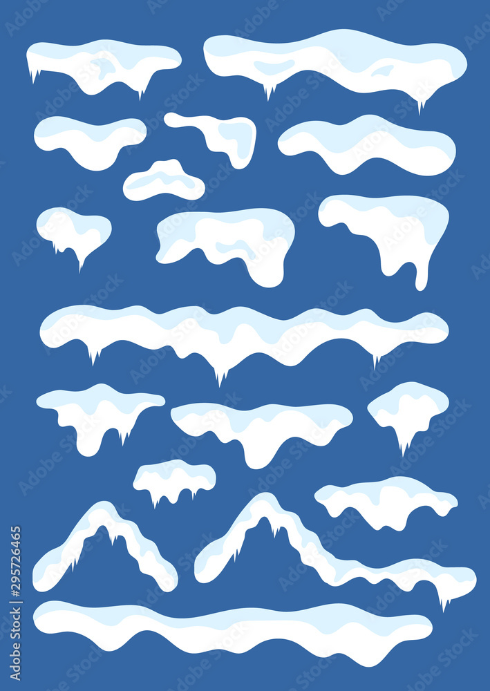 Fototapeta premium Snowballs winter graphic elements set. Vector flat cartoon graphic design illustration