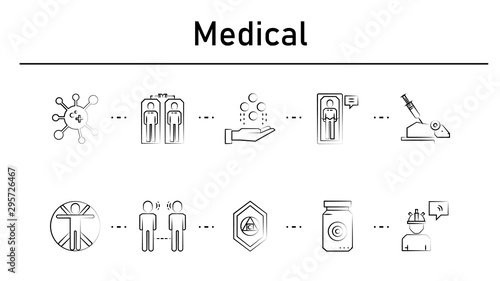 Medica simple concept icons set.