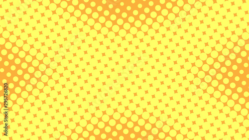Yellow and orange pop art background in retro comic style with halftone dots design, vector illustration eps10