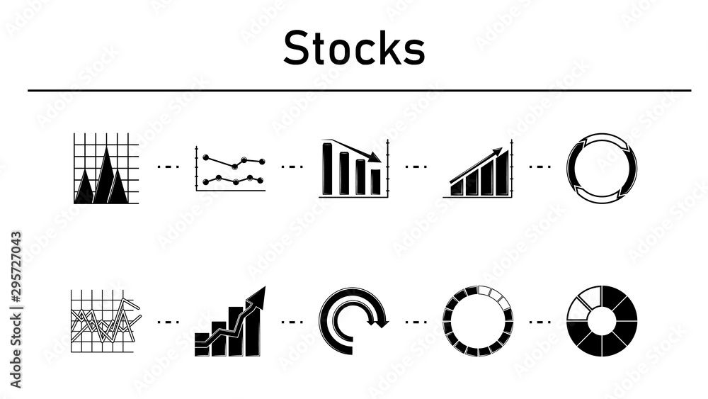 Obraz premium Stocks simple concept icons set.