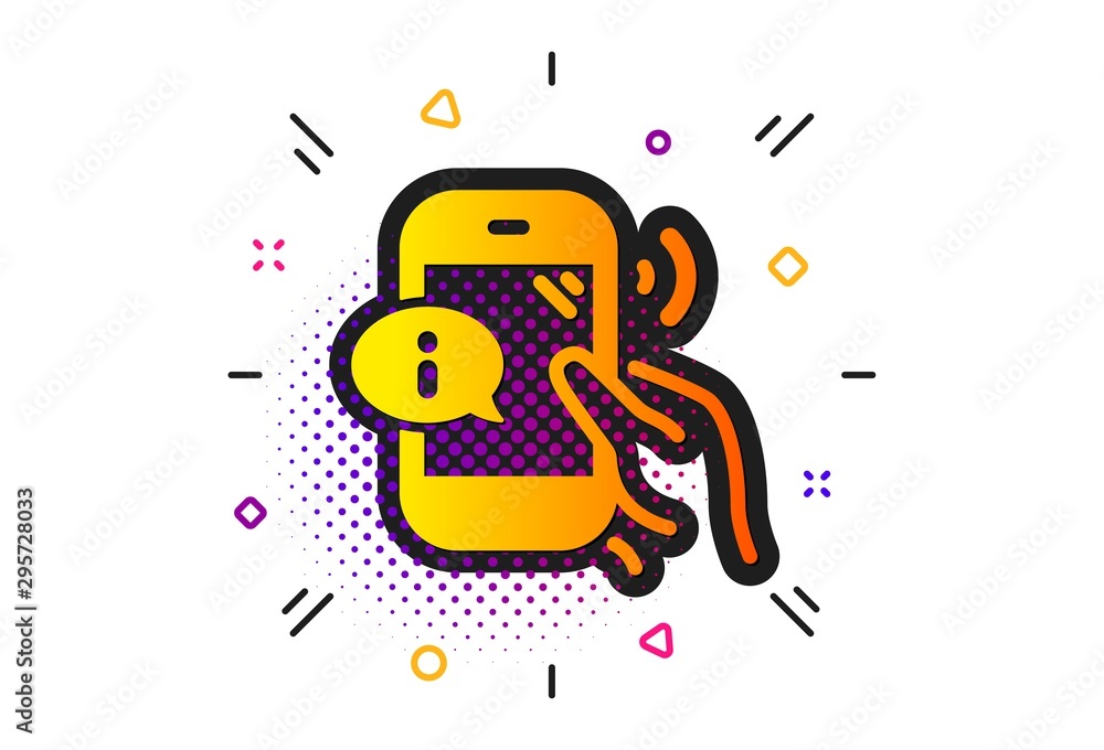 Phone support sign. Halftone circles pattern. Call center service icon. Feedback info symbol. Classic flat call center icon. Vector Phone support sign. Halftone circles pattern. Call center service icon. Feedback info symbol. Classic flat call center icon. Vector