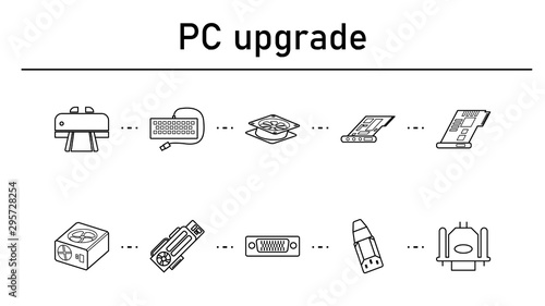 PC upgrade simple concept icons set.