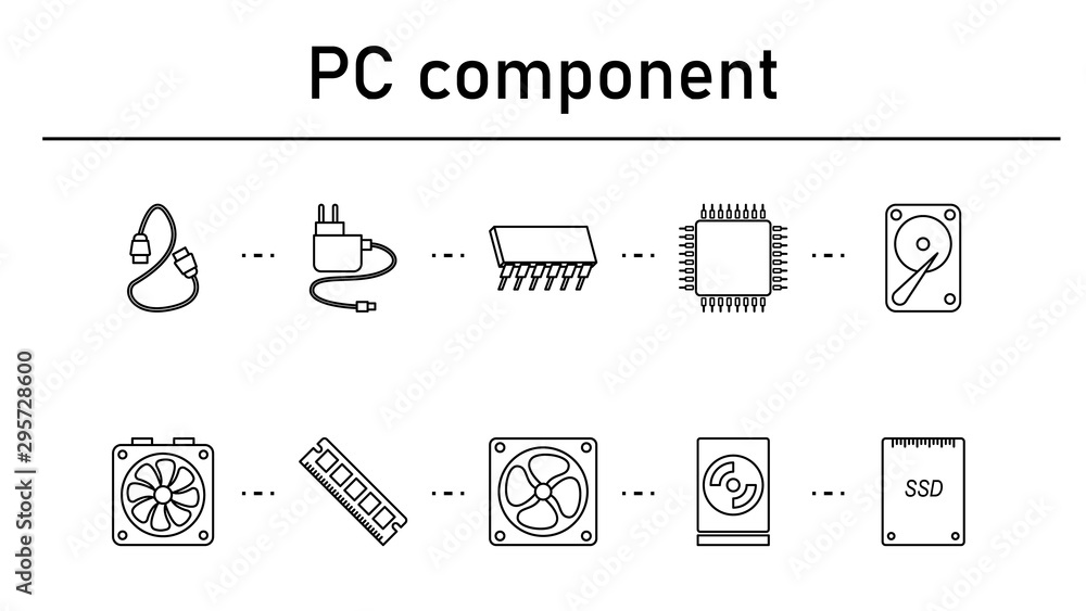 PC component simple concept icons set. Stock Vector | Adobe Stock