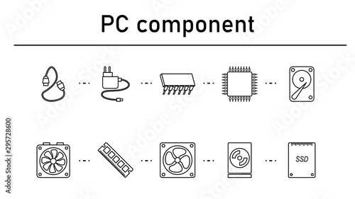 PC component simple concept icons set.