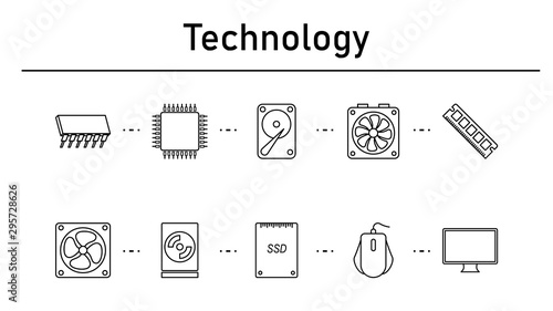 Technology simple concept icons set.