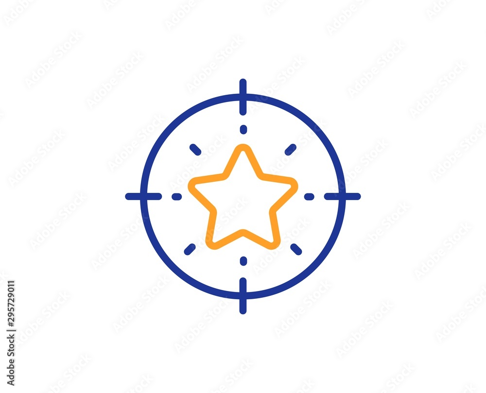 Star rating sign. Star target line icon. Best rank symbol. Colorful outline concept. Blue and orange thin line star target icon. Vector Star rating sign. Star target line icon. Best rank symbol. Colorful outline concept. Blue and orange thin line star target icon. Vector