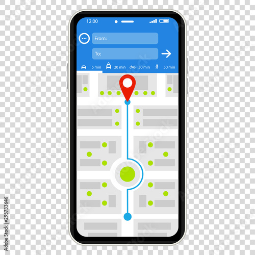 Mockup with gps navigation phone. map mobile