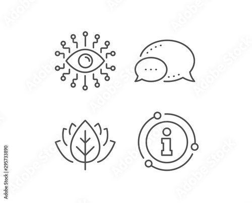 Artificial intelligence line icon. Chat bubble, info sign elements. All-seeing eye sign. Linear artificial intelligence outline icon. Information bubble. Vector