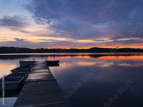 wooden pier at sunset