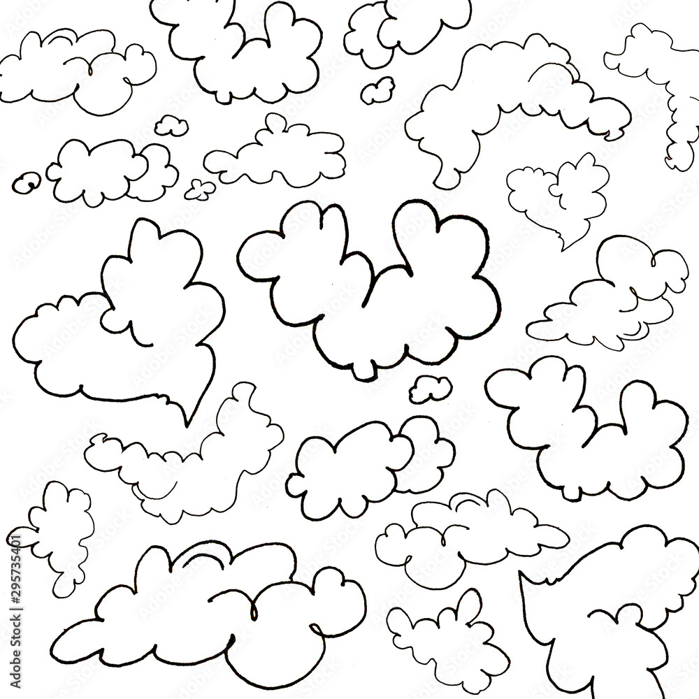 The clouds are different in size with a romantic shape. Clouds in the form of hearts. Clouds for children's themes The clouds are different in size with a romantic shape. Clouds in the form of hearts. Clouds for children's themes
