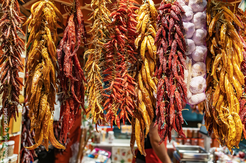 Dry paprika in a Hungarian market