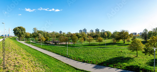 Panoramic view of beautiful and green Bundek city park, Zagreb, Croatia