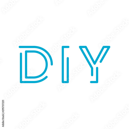Do it yourself. DIY linear otline letters. homemade concept. Editable stroke. Stock vector illustration isolated on white background. photo
