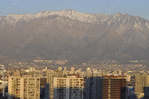Urban views of the city of Santiago de Chile with the Andes on the horizon