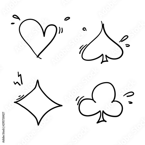 playing card casino icon with handdrawn doodle style vector