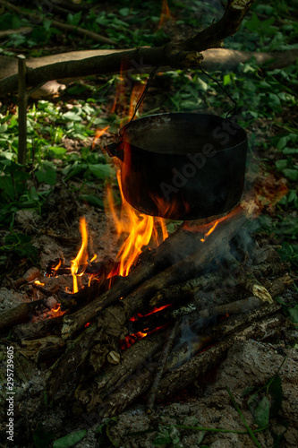 Campfire pot. Lunch on the hunt, fishing.