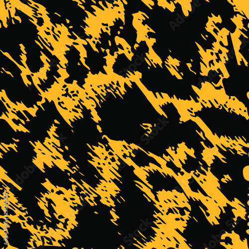 Seamless black and orange diagonal animal skin camouflage blobs vector pattern vector