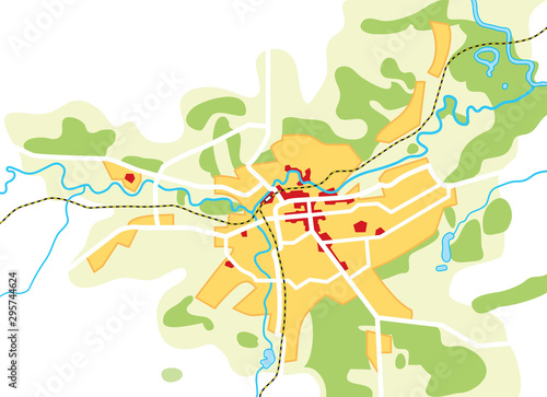 Map of The City. Geographical Location, Navigation Tourist Guide, Route Urban Chart.