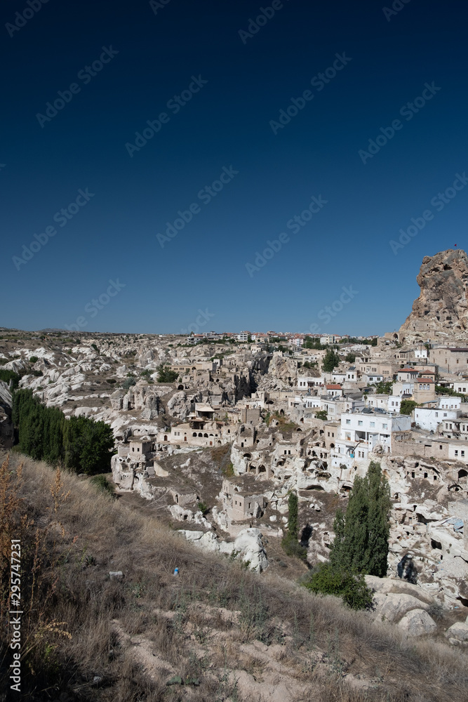 Panoramic cityscape photo of Uchisar, Cappadocia