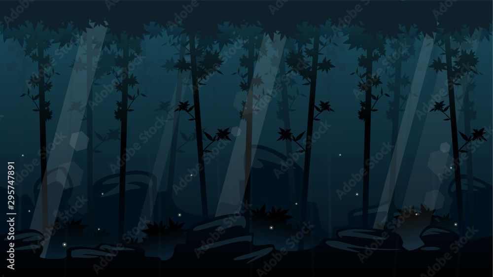 Night Forest Game Background Stock Vector | Adobe Stock