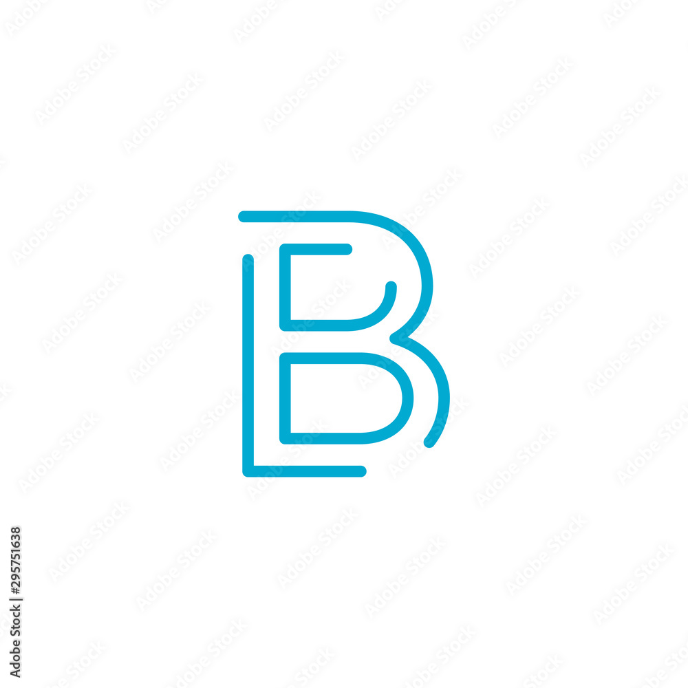 Linear geometric outline alphabet Letter B, Simple Logo Design, Blue graphic element for typography style, minimalistic letter design. Editable stroke. Stock vector illustration isolated on white Linear geometric outline alphabet Letter B, Simple Logo Design, Blue graphic element for typography style, minimalistic letter design. Editable stroke. Stock vector illustration isolated on white