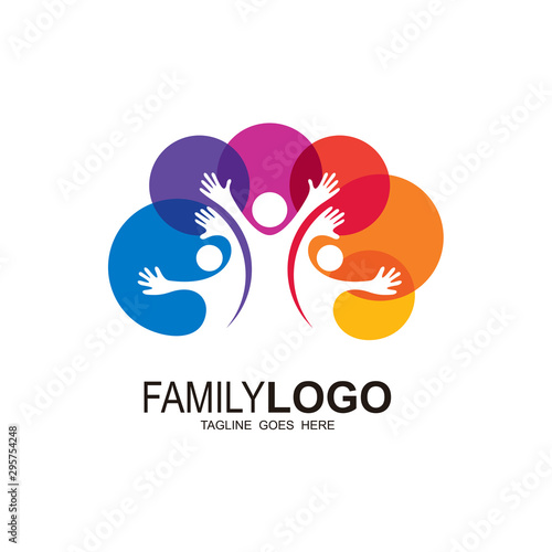 Family logo design template, human icon with colorful design