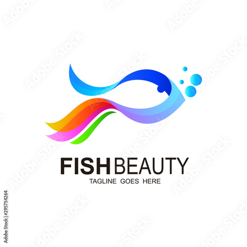 Fish logo with beautiful design illustration, Fish and fresh water icon