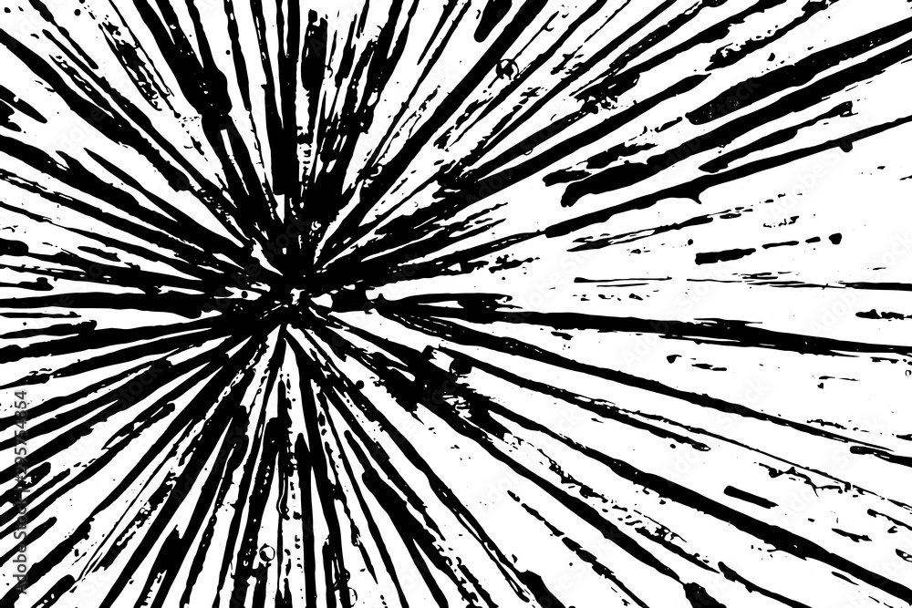 Obraz premium Grunge black texture in ray shape on white background (Vector). Use for decoration, aging or old layer