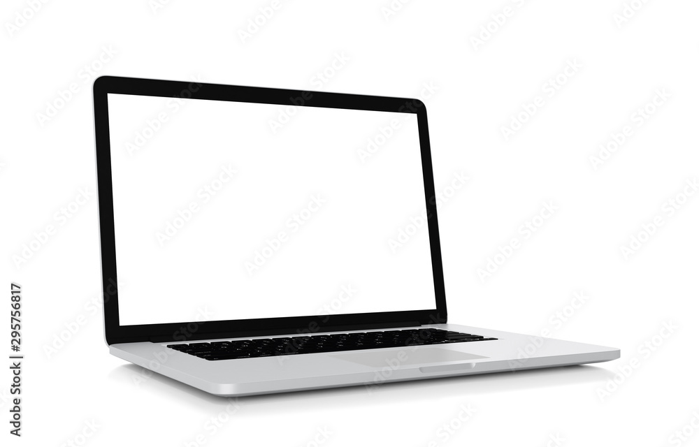 Laptop with blank screen isolated on white background, clipping path, 3d rendering Laptop with blank screen isolated on white background, clipping path, 3d rendering