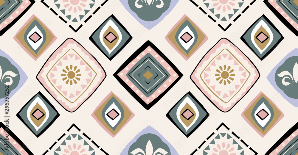 pink,yellow,black geometric seamless pattern in African style with square,tribal shape pink,yellow,black geometric seamless pattern in African style with square,tribal shape