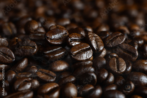 closeup background of arabica coffee beans © Mongkolchon