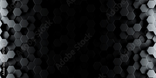 Dark hexagon wallpaper or background - 3d render © Leigh Prather
