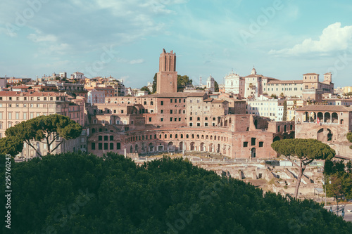 Panoramic view of city Rome with Trajan's Market and Roman forum © TravelFlow