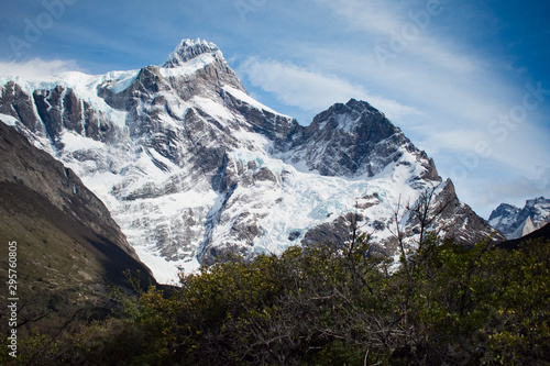 Paine Grande covered in Ice and Snow in Torres del Paine National Park  Chile