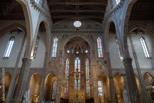 Fototapeta Naklejka Na Ścianę i Meble -  Panoramic view of interior of Basilica di Santa Croce