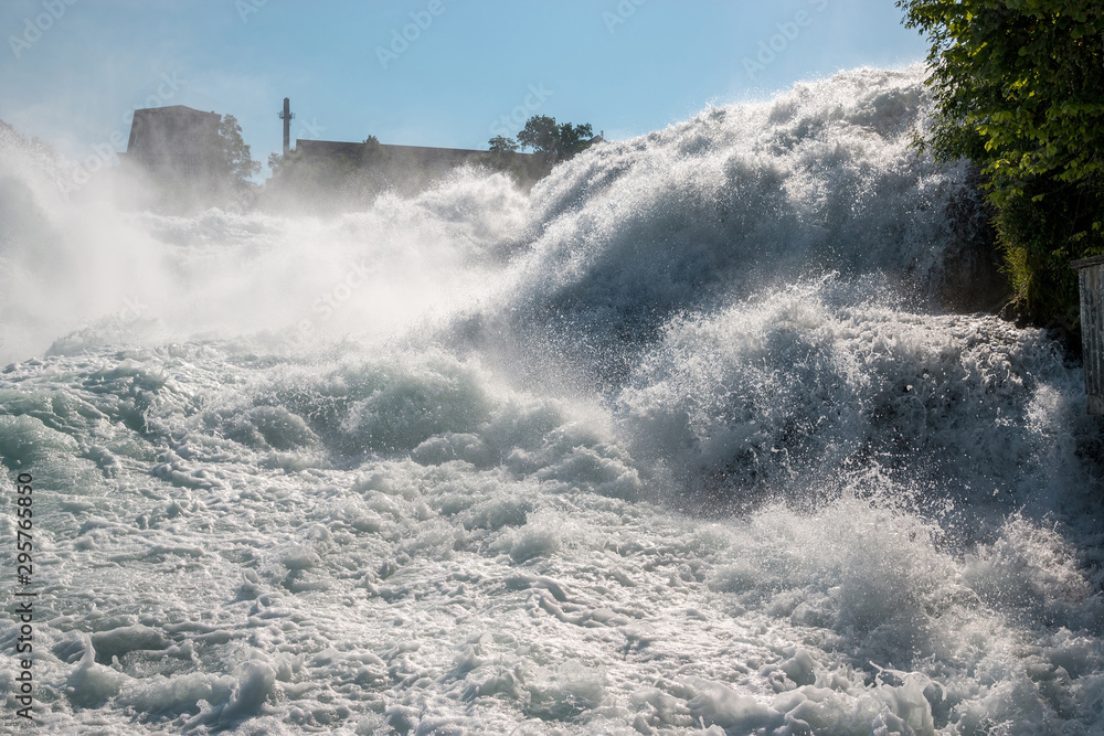 Obraz premium The Rhine Falls is the largest waterfall in Europe in Schaffhausen, Switzerland