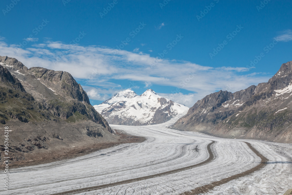 Panorama of mountains scene, walk through the great Aletsch Glacier Panorama of mountains scene, walk through the great Aletsch Glacier