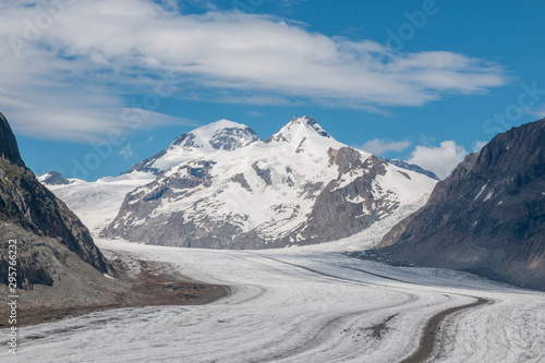 Panorama of mountains scene, walk through the great Aletsch Glacier © TravelFlow