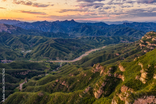Sunset over Mountain Taihang 
