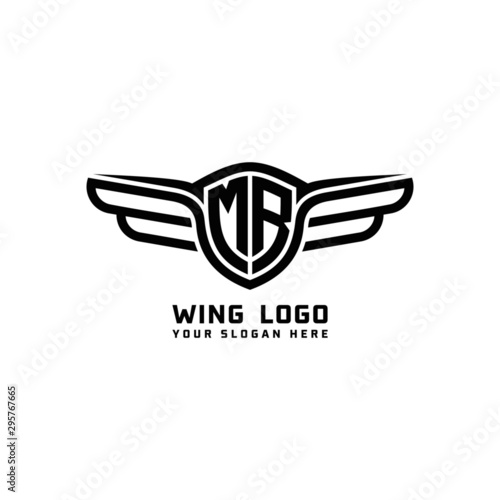 MA initial logo wings, abstract letters in the middle of black