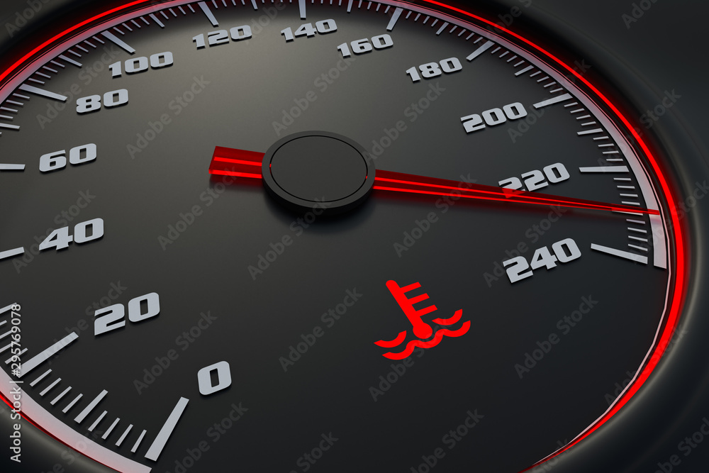 Engine temperature warning light on car dashboard Engine temperature warning light on car dashboard